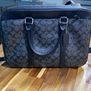 Coach signature briefcase bag in charcoal / black.